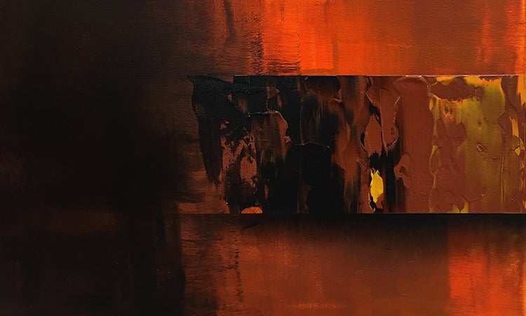 Das schöne Bild -Fiery Illumination- 210x80x2 cm handgemaltes Unikat