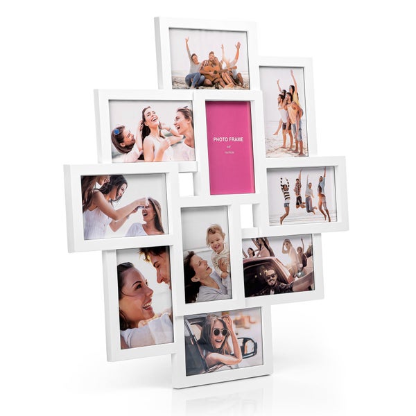 Weiße Galerierahmen Collage für mehrere Fotos in verschiedenen Formaten für Wandmontage