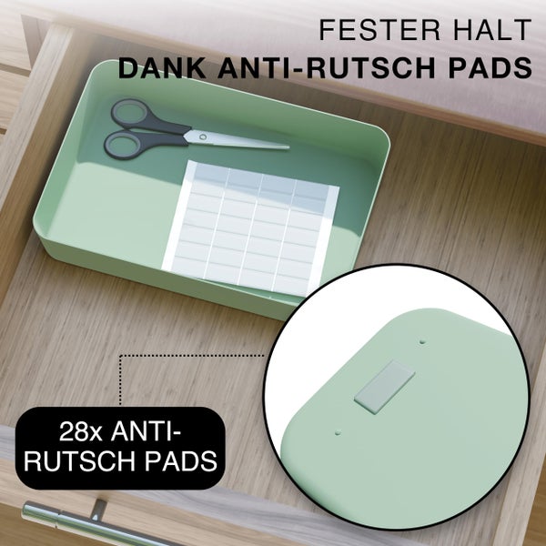 VMbathrooms Schubladen Organizer Set für jeden Bedarf | Praktische Schreibtisch Sortierboxen | Schubladentrenner – Ihr idealer Ordnungshelfer im Alltag für Büro & Haushalt (Grün)