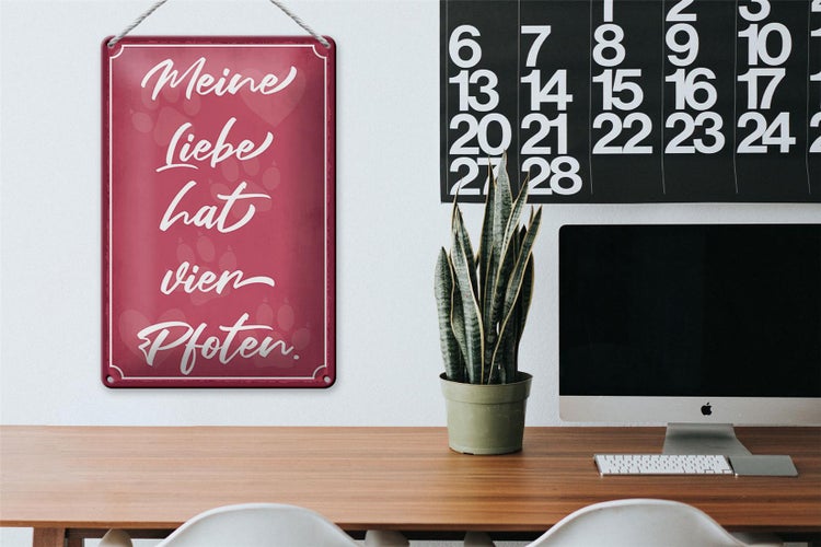 Blechschild Spruch 20x30cm meine Liebe hat vier Pfoten