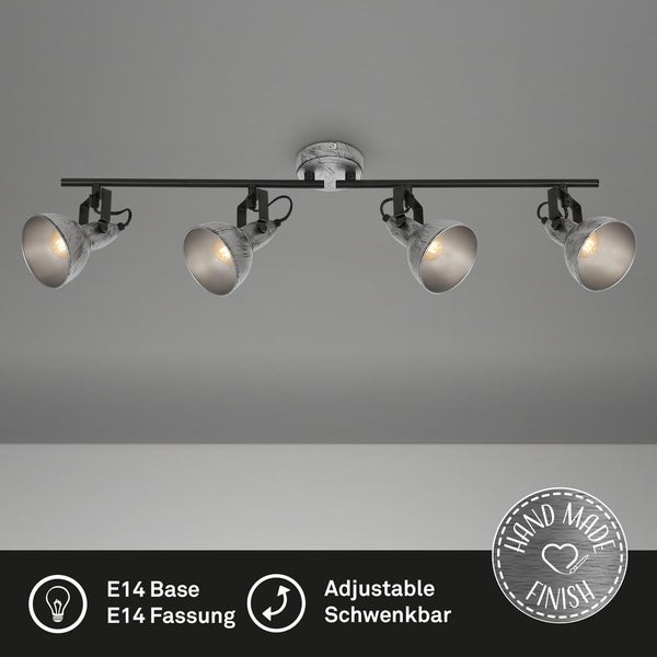 Deckenleuchte Spotleuchte 4x E14 40W schwenk- & drehbar Antik-silber Briloner