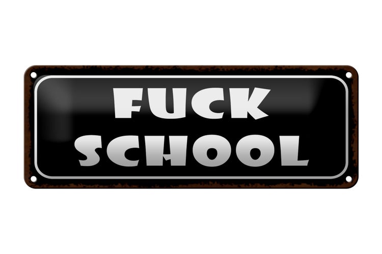 Blechschild Spruch 27x10cm Fuck school Dekoration