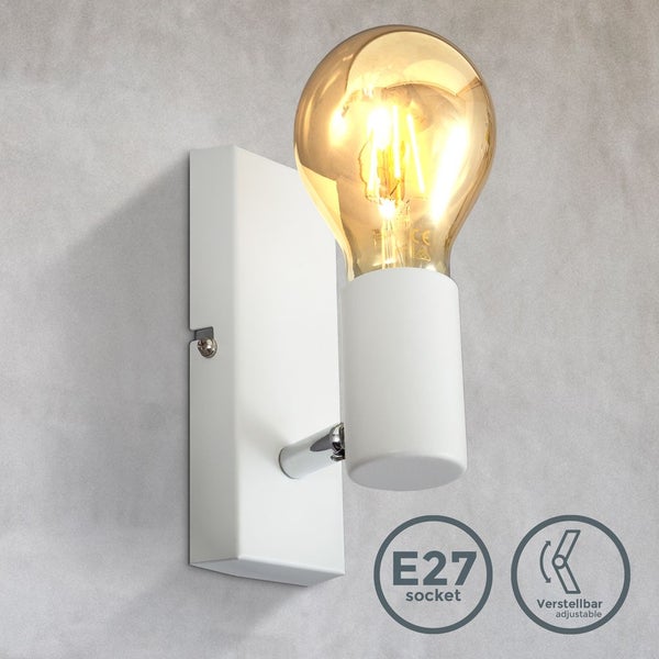 Wandleuchte - retro, schwenkbar, E27 Fassung, max. 60W, weiß