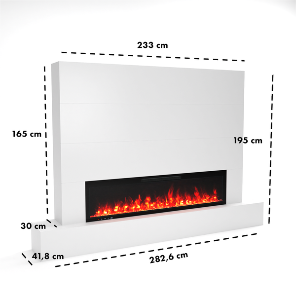 Glow Fire Fernsehwand mit Kamin 'Inside 182'| Cinewall mit Elektrokamin in weiss mit Heizung (1500 W) | HxBxT: 195x282,6x41,8 cm