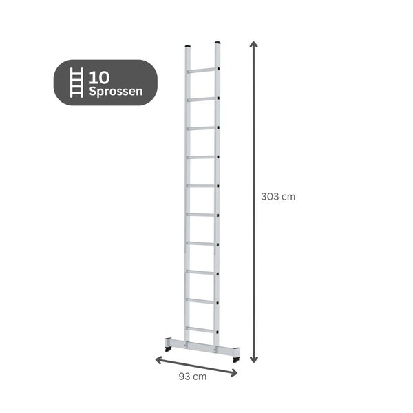 PROREGAL Sprossen-Anlegeleiter mit Traverse 10 Sprossen