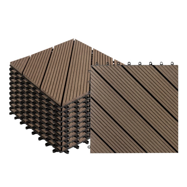 FLOORDIREKT WPC Klickfliesen Classic - für Balkon und Terrasse 30 x 30 cm - Dunkelbraun 11er-Set 1 m²