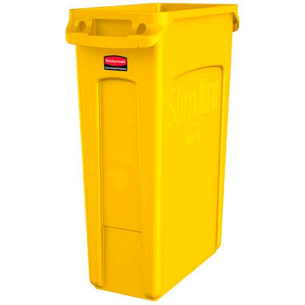 PROREGAL Rubbermaid Slim Jim Mülleimer Mit Belüftungskanälen 87 Liter HxBxT 76,2 x 28 x 56 cm Gelb