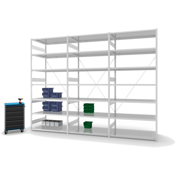 PROREGAL Fachbodenregal Stecksystem T-Profil Heavy-Duty Grundregal HxBxT 300 x 130 x 80 cm 7 Ebenen Fachlast 330 kg Einseitig Nutzbar Lichtgrau