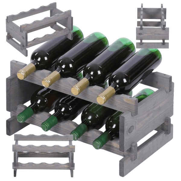 Weinregal VINOTECA FLEX PRO HxBxT 23x46x28cm 8 Flaschen auf 2 Ebenen Massives Kiefernholz Grau