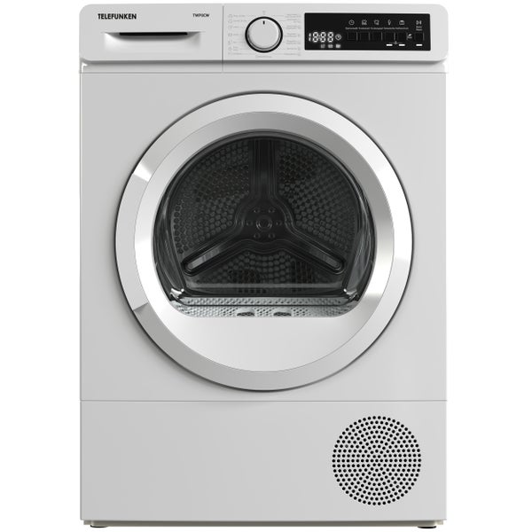 Telefunken Wärmepumpentrockner für 8 kg Wäsche Trockner Frontlader Wäschetrockner mit Knitterschutz leise TWP8CW
