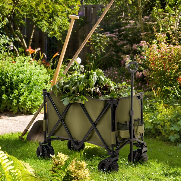Outsunny Bollerwagen, 100L x 48B x 100,5H cm, Stahl, Oxford-Polyester, grün