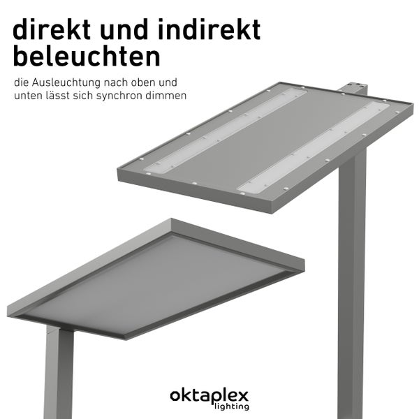 MALMÖ Stehleuchte dimmbar 7500lm 4000K neutralweiß Deckenspot silber effektiv Büroarbeitsplatz Aluminium elegant