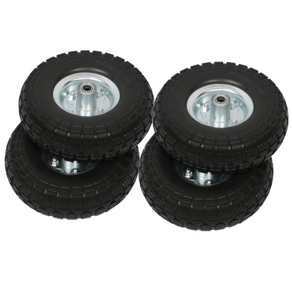 Vier Schubkarrenräder mit Stahlfelge und Gummibereifung