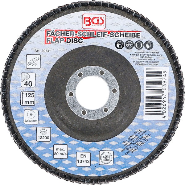 Fächerschleifscheibe mit 125 mm Durchmesser