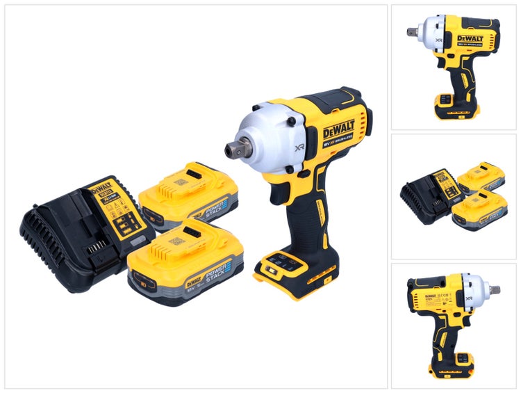 DeWalt Akku Schlagschrauber Set mit zwei 18 Volt Powerstack Akkus und Ladegerät