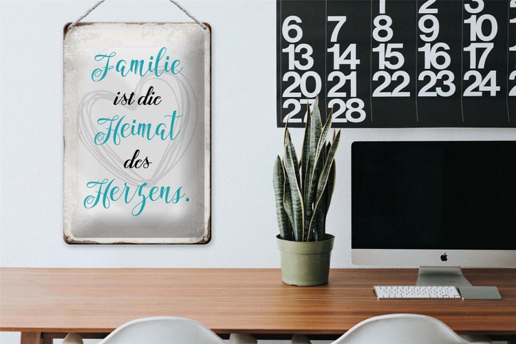 Blechschild Spruch 20x30cm Familie ist Heimat des Herzens