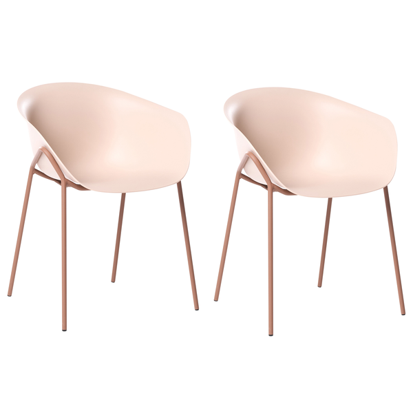 Zwei Stühle mit Sitzschale und Metallgestell