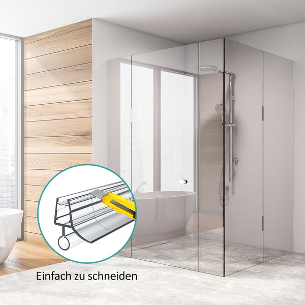 EMKE Ersatzdichtung Wasserabweiser Duschdichtung Schwallschutz Duschkabine Bad, 4-6mm Glas 1000mm, 2 Stück