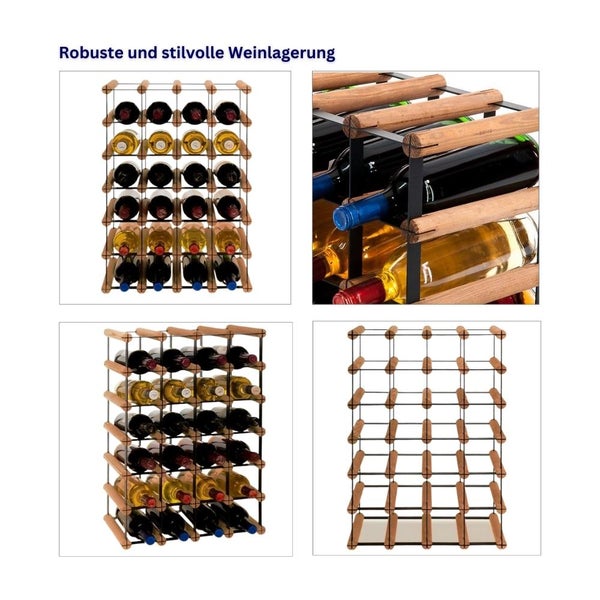 PROREGAL Modulares Weinregal Vinotega Mod Metal HxBxT 62,5 x 42,5 x 24,5 cm 4 x 6 Flaschen Massives Kiefernholz Braun Geölt
