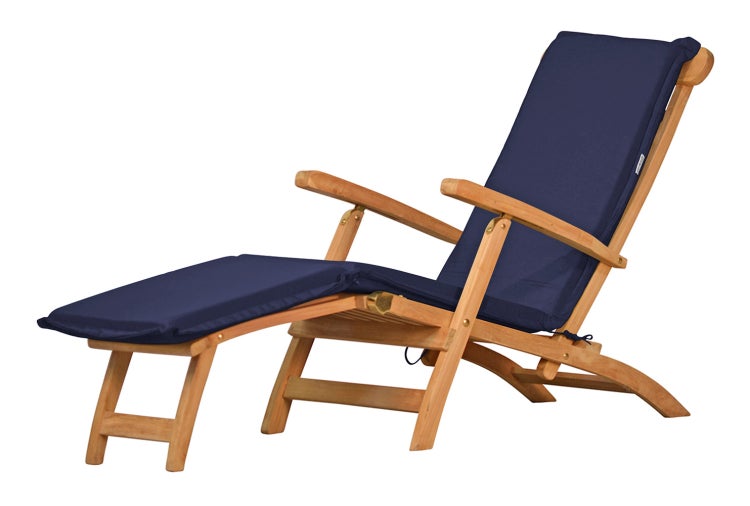 Deckchair Auflage Liegestuhl Polster blau marineblau navy waschbar premium Made in Germany