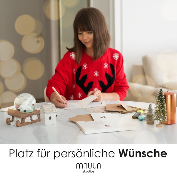 14 Weihnachtskarten mit Umschlag Set Pastell - Schöne Weihnachtskarten Adventskarten zum Aufklappen - Karten Weihnachten Set - Weihnachtskarte Set Postkarten - Weihnachten Karte mit Stickern D012 D012