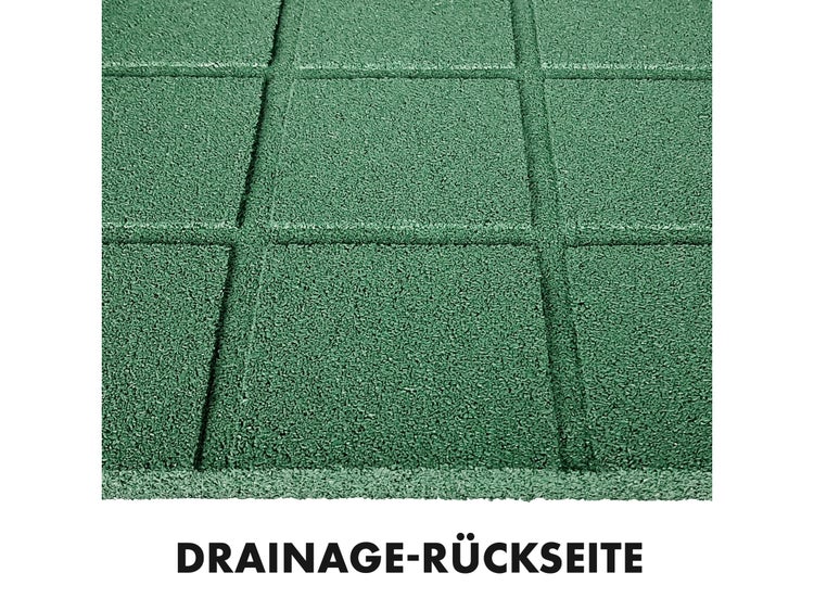 FLOORDIREKT Fallschutzmatte - Elastikmatte - Fallschutzplatte mit Drainage - Grün - 50 x 50 x 2,5 cm