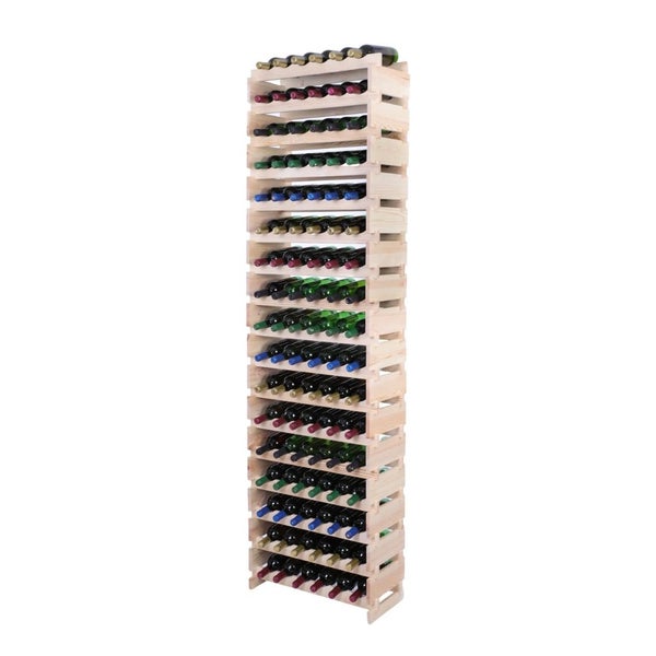 Weinregal VINOTECA FLEX PRO HxBxT 233x65x28cm 102 Flaschen auf 17 Ebenen Massives Kiefernholz Natur unbehandelt