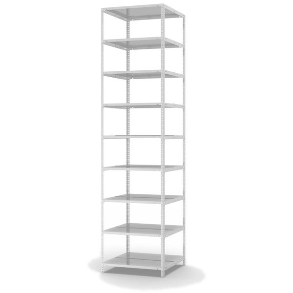 PROREGAL Aktenregal Schraubsystem Grundregal HxBxT 290 x 75 x 60 cm 9 Ebenen Fachlast 90 kg Mit Deckboden Beidseitig Nutzbar Lichtgrau