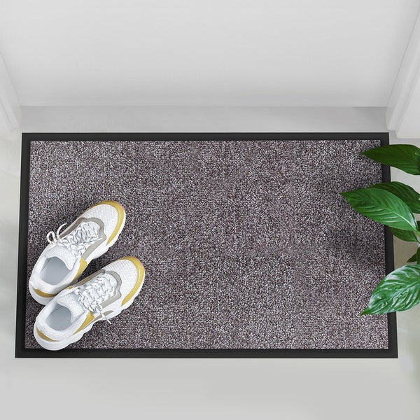 FLOORDIREKT Fußmatte Rhine - Unicolor - Schmutzfangmatte für Innen & Außenbereiche - Beige-Grau - 90 x 300 cm