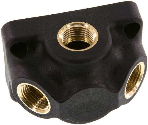 Wanddose (Luftweiche) G 1/2-2 x G 1/2, Endverteilerdose ohne Durchgangsgewinde