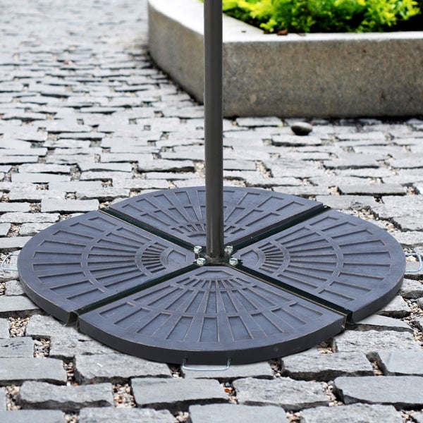 Outsunny 2-tlg. Set Gewichte für Sonnenschirmständer Platten-Schirmständer Sonnenschirmbasis halbrund mit Handgriff Kunstharz + Metall Bronze 66 x 47 x 4,2 cm 30 kg