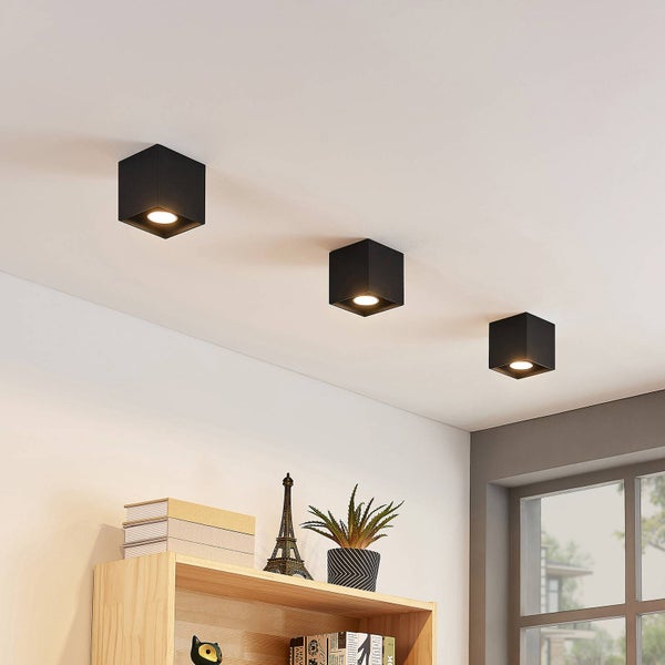 Lindby Deckenlampe Parvin (Modern) in Schwarz aus Aluminium (1 flammig, GU10) - Deckenleuchte Lampe Wohnzimmerleuchte