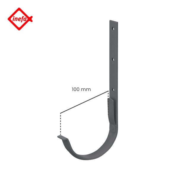 Inefa Logo. Rinneneisen aus Metall für Dachrinnen mit einem Durchmesser von 100 Millimeter, Farbe Anthrazit.