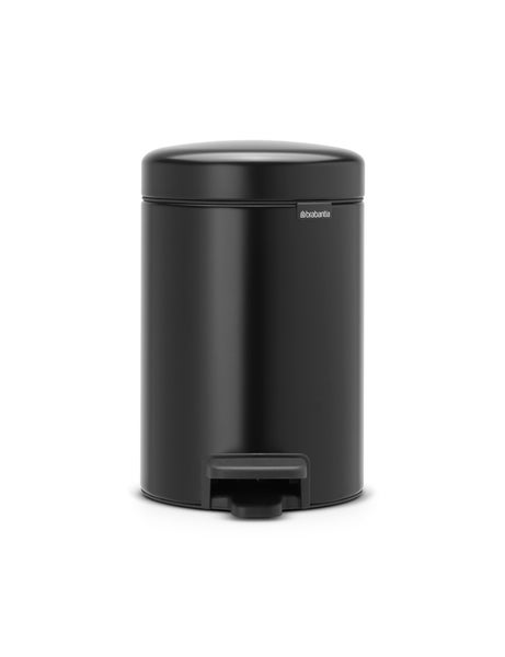 Brabantia Klassischer Tretmülleimer Mit Soft Verschluss 3 Liter HxBxT 26,4 x 16,8 x 23,5 cm Metall Metallik Schwarz