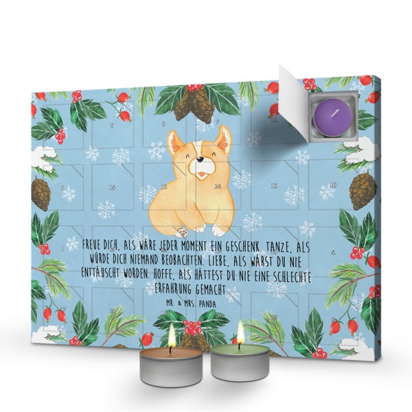 Mr. & Mrs. Panda Duftkerzen Adventskalender Corgie - Blau Pastell