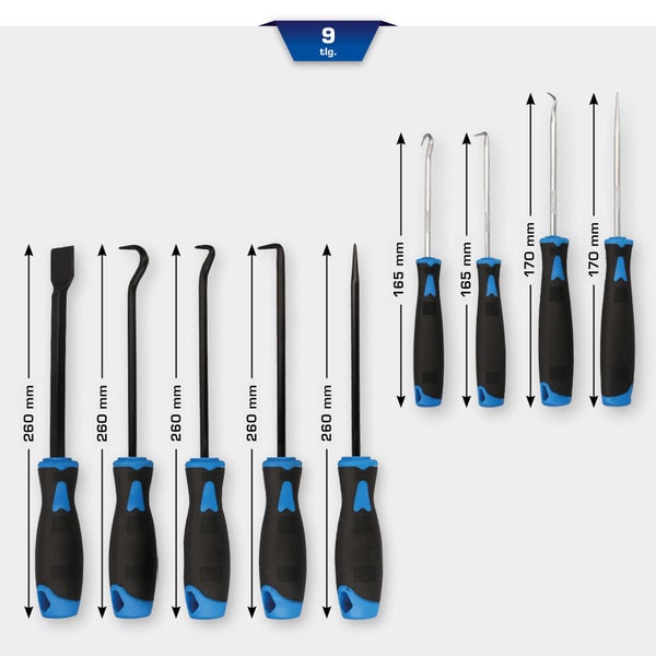 BRILLIANT TOOLS Schaber-Haken-Werkzeug-Satz 9tlg. - BT542010