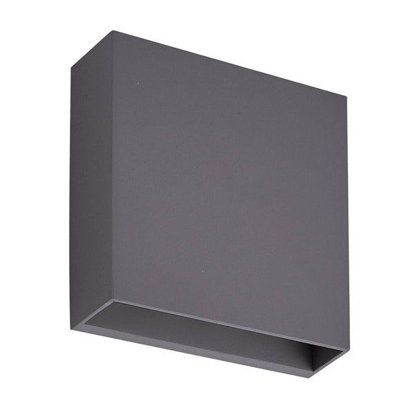 Quadratische Wandleuchte für den Außenbereich aus anthrazitfarbenem Aluminium.