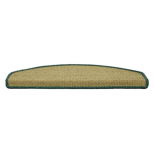 FLOORDIREKT Stufenmatte aus Sisal - Pure Nature - Umkettelt & Selbstklebend - Grün 23,5 x 65 cm - Halbrund