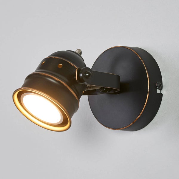 Lindby Wandlampe, Deckenlampe drehbar und schwenkbar Wandstrahler Deckenstrahler schwarz-gold 1x GU10 max. 5W ohne Leuchtmittel Strahler