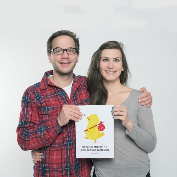 Mr. & Mrs. Panda DIN A4 Poster Küken Wander - Weiß