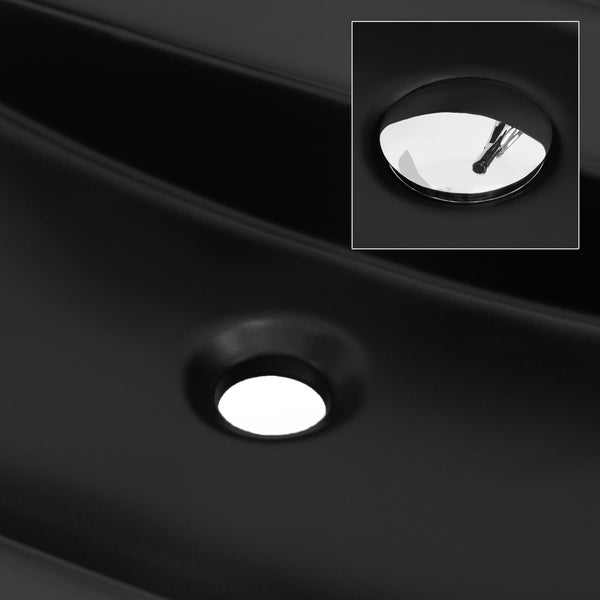 ML-Design Waschbecken aus Keramik in Schwarz matt 60 x 40 x 12 cm, Oval, Moderne Aufsatzwaschbecken, Design Waschtisch Aufsatz-Waschschale Waschplatz Handwaschbecken, für das Badezimmer / Gäste-WC