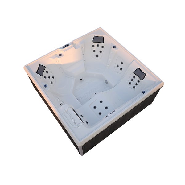 Home Deluxe - Outdoor Whirlpool - STREAM BIG PURE - Maße: 208 x 208 x 88 cm - Inkl. Heizung, 34 Massagedüsen und 4 äußeren Lichtquellen I Außen Whirlpool Spa für 5 Personen