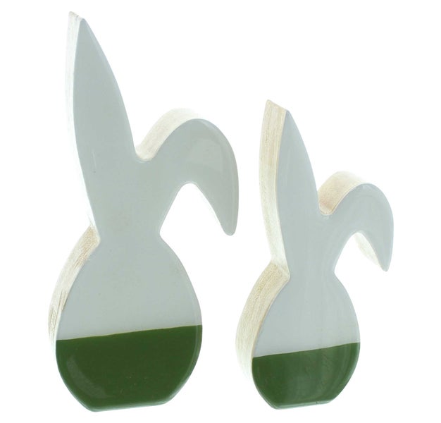 FRANK FLECHTWAREN | Hase Two-Tone, 2er Set, HOLZ, 7 x 2,5 x 15 cm, 9 x 2,5 x 19 cm