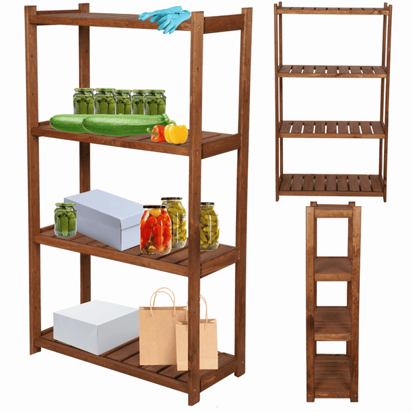 PROREGAL Holzregal SPREEWALD HxBxT 124x70x33cm 4 Ebenen Massives Kiefernholz Braun geölt