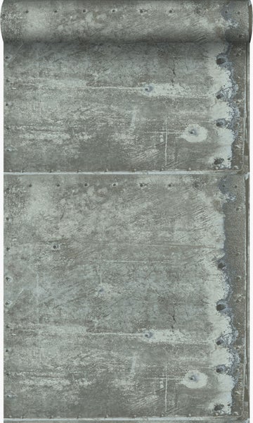 Origin Wallcoverings Tapete große verwitterte rostige Metallplatten Lagunengrün - 53 cm x 10.05 m - 337228