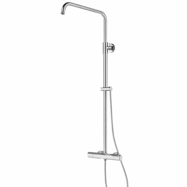 Duschsystem mit Thermostatarmatur aus Metall fuer die Wandmontage im Badezimmer