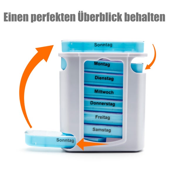 BigDean 3 Stück Tablettenbox 7 Tage Morgens, Mittags, Abends & Nachts in Weiß – Medikamentenbox BPA-frei & Lebensmittelecht – luftdichte Pillendose auch für unterwegs geeignet!