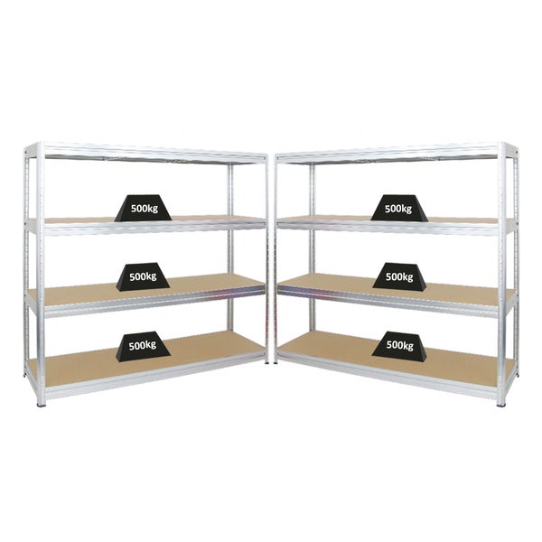 PROREGAL Mega Deal 2x Schwerlastregal Dino HxBxT 180 x 200 x 60 cm Fachlast 500 kg Verzinkt