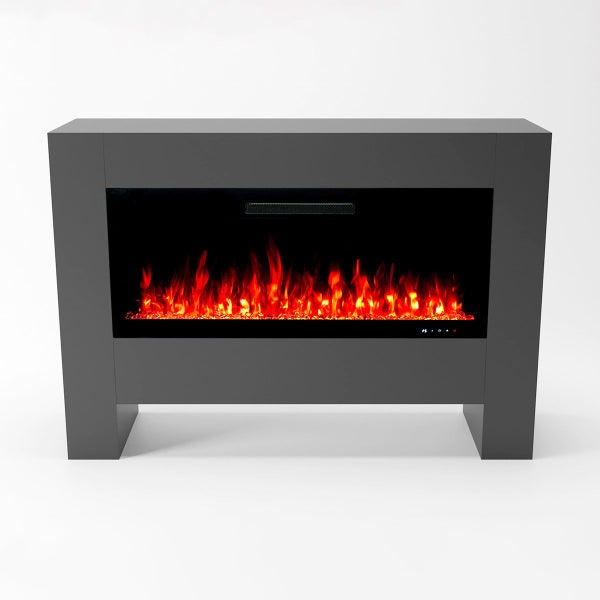 Glow Fire Elektrokamin 'Hermes' | LED Standkamin in grau mit Heizung (1500 W) | HxBxT: 96 x 136 x 38 cm