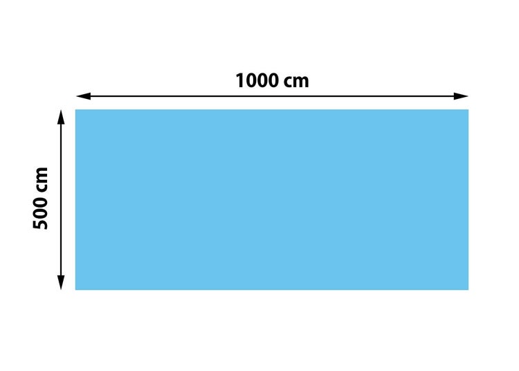 Rechteck mit den Maßen 1000 cm mal 500 cm